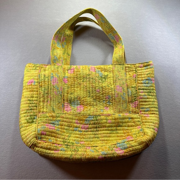 Anthropologie Handbags - Anthropologie Sissel Edelbo Yellow Quilted Floral Tote